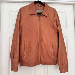 Robert Comstock Vertical Glove Tanned Lambskin Leather Jacket Small Caramel Tan